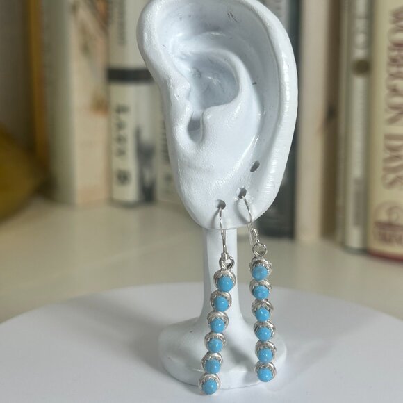 💎 Turquoise Delicate Drop Earrings - Unique Handmade Sterling Silver Jewelry - Picture 8 of 12